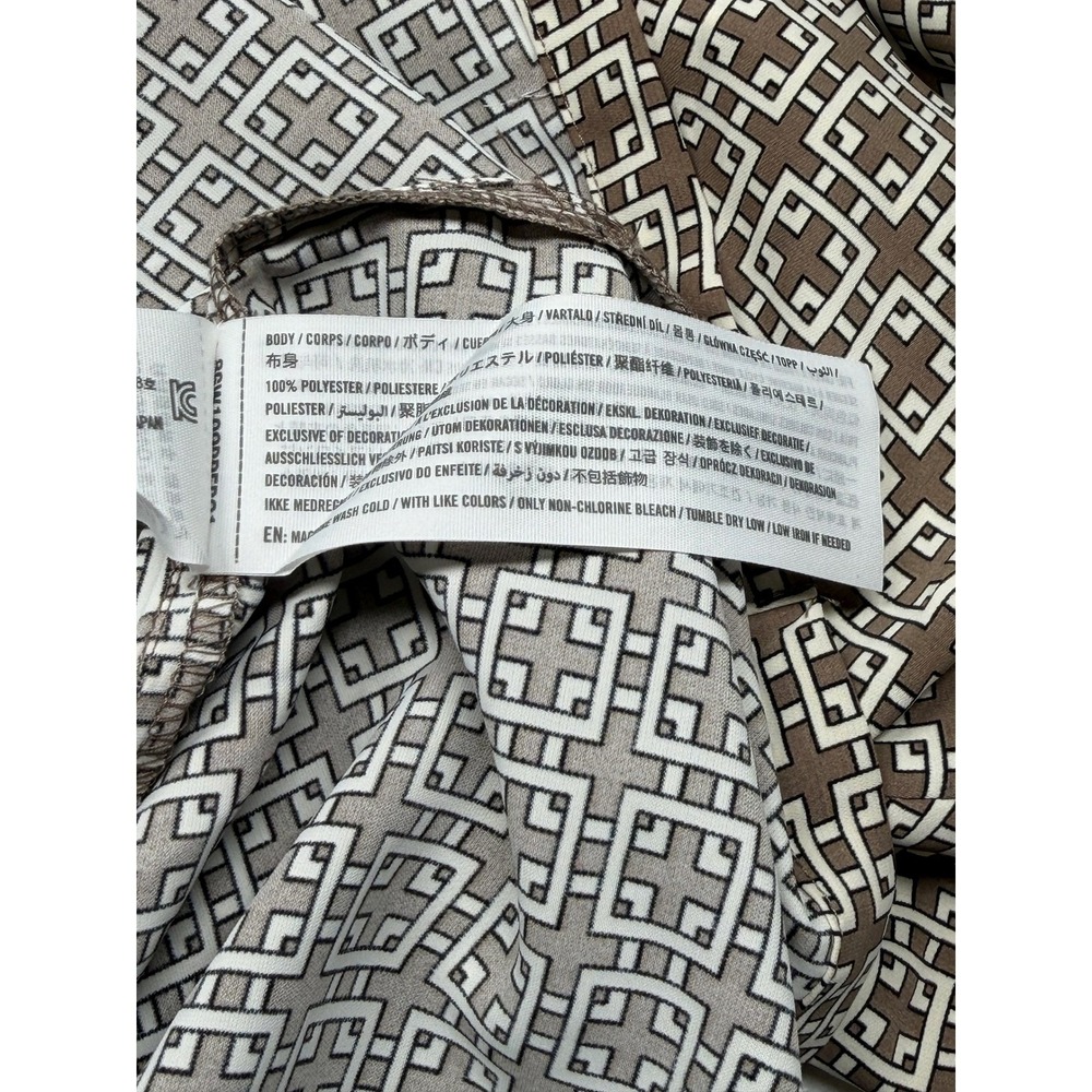 Abercrombie & Fitch Top‎ Womens Medium Brown Geometric Button Up Office Preppy - Picture 8 of 11